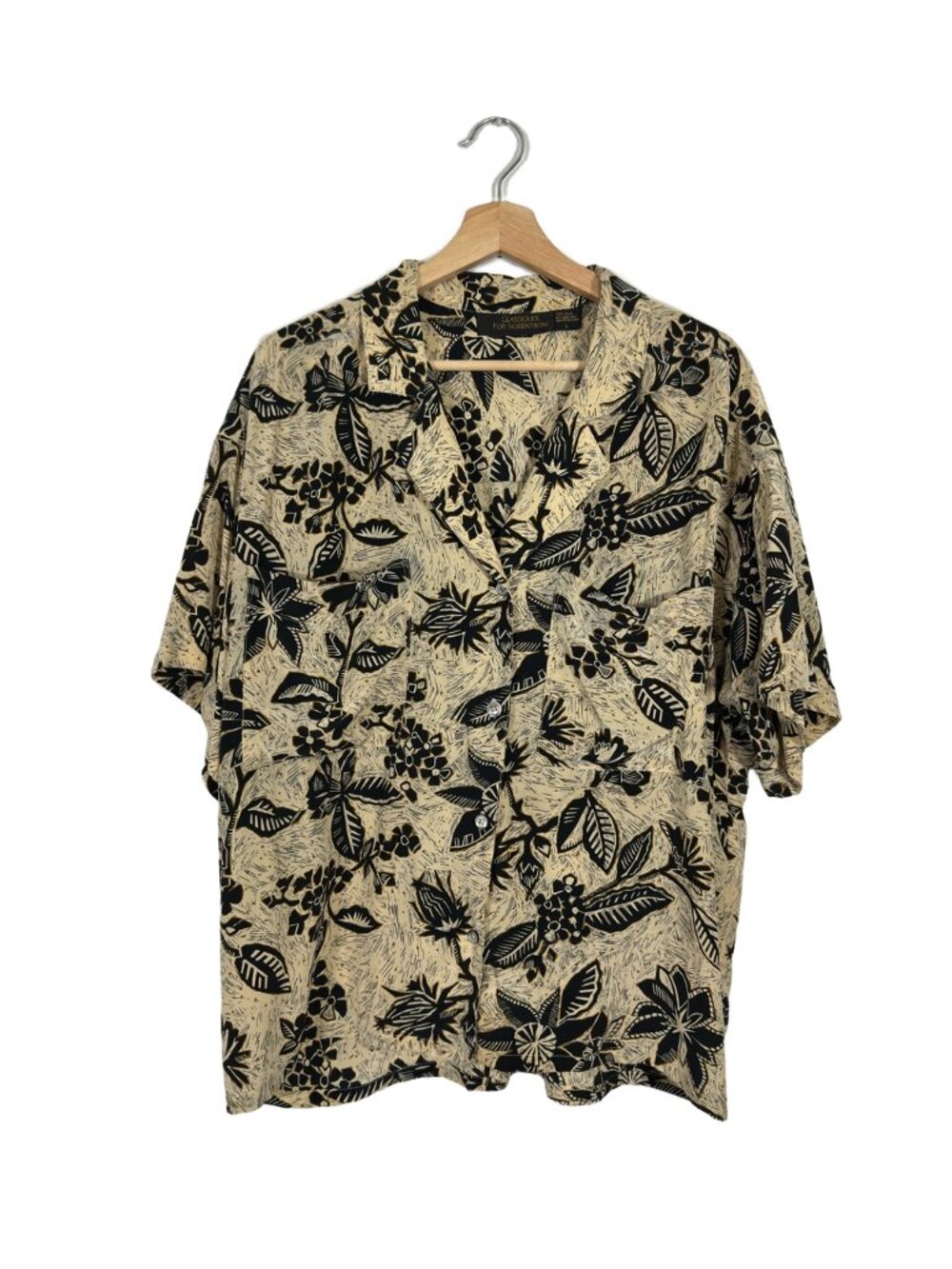 VTG 90s Nordstrom Womens Silk Top Large Tropical Casual Classic Vacation Bold